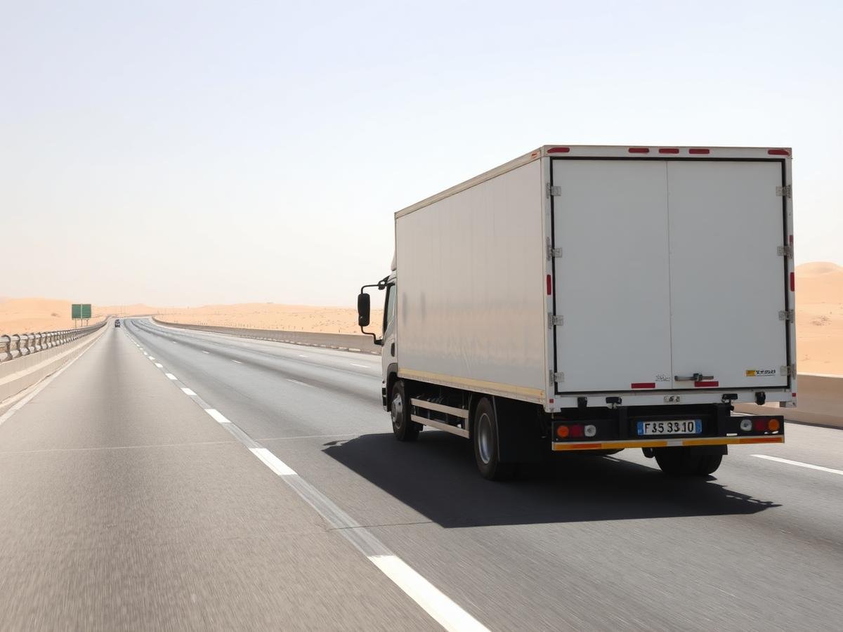 Moving truck on the Abu Dhabi highway