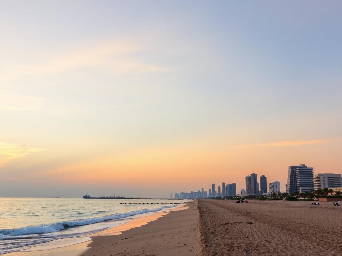 Ajman corniche at sunset