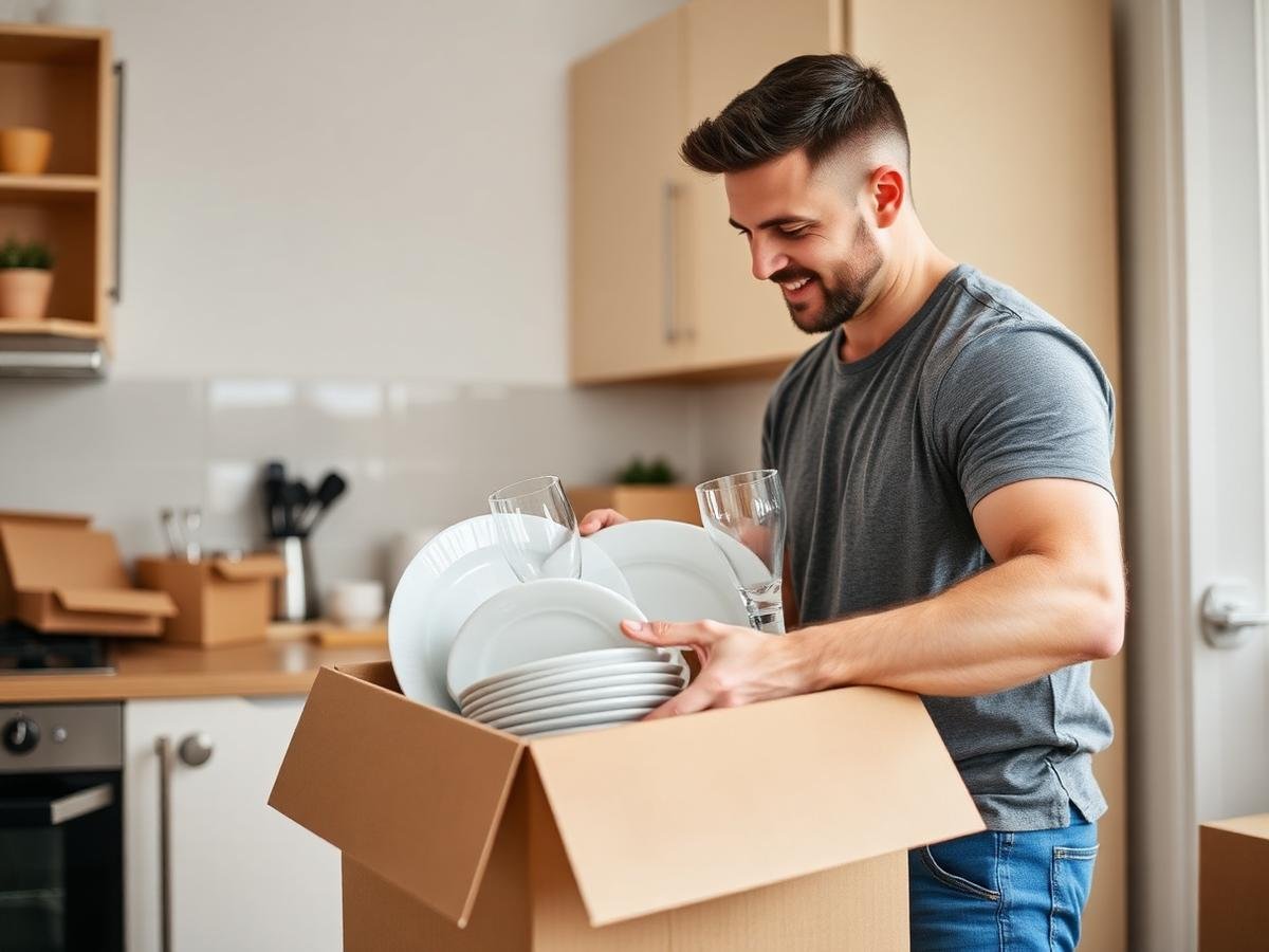 Packing a kitchen into boxes