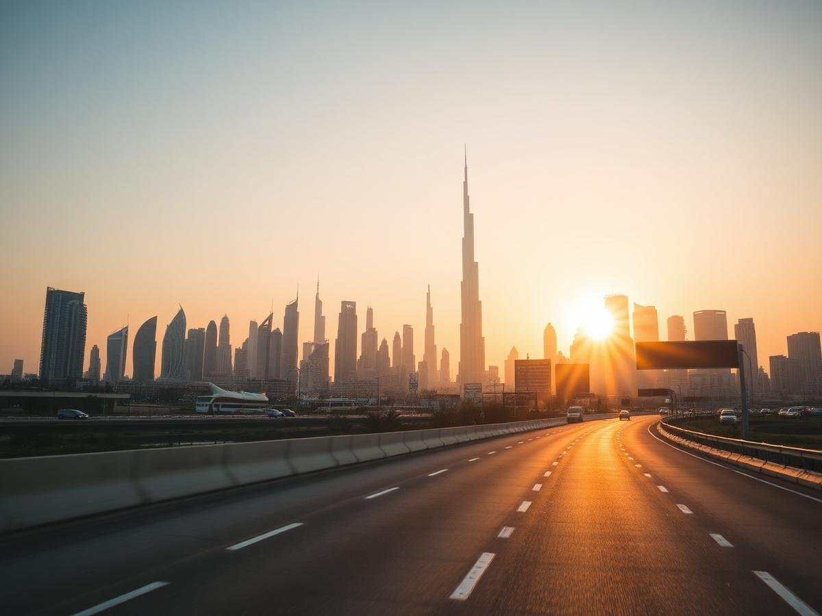 Dubai skyline at golden hour