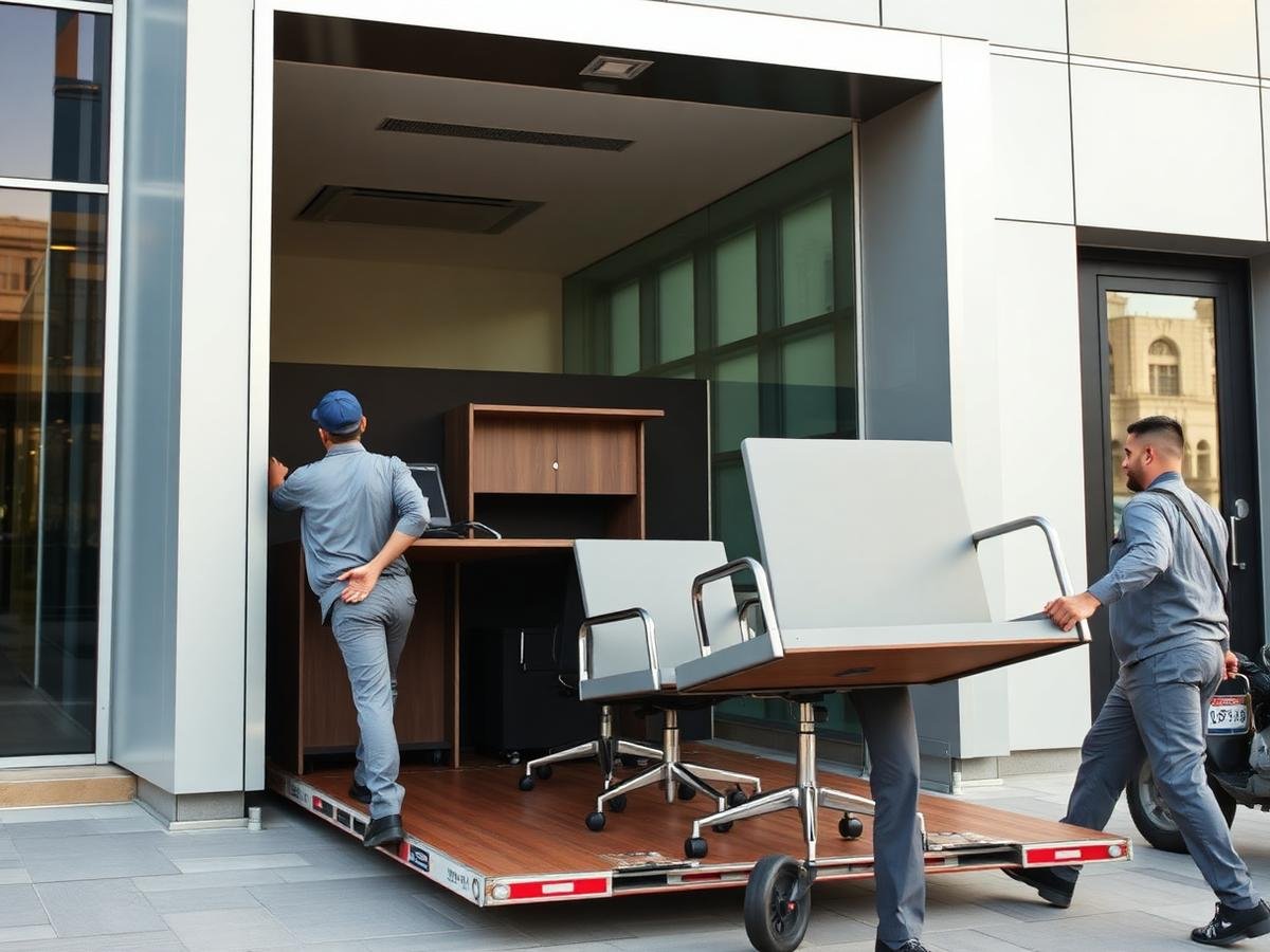 Movers packing an office in the UAE