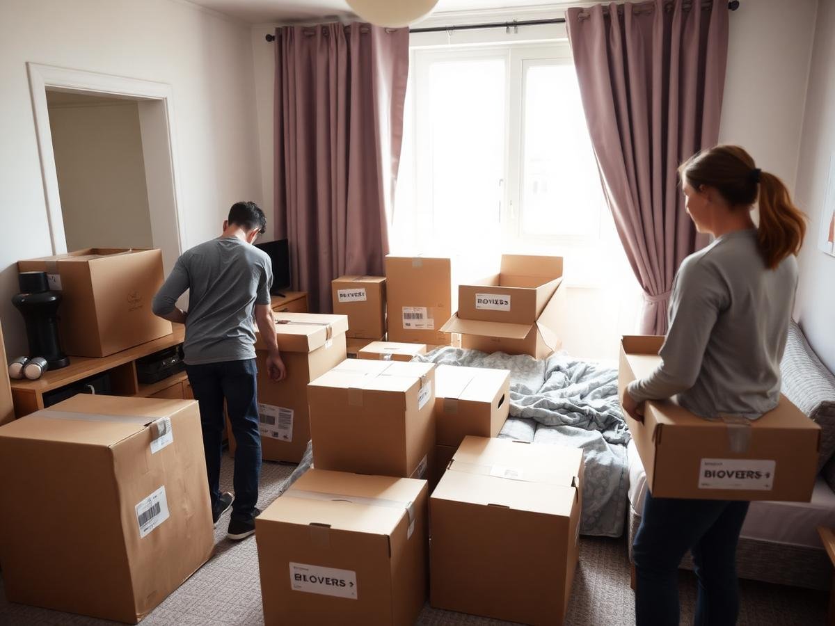 Packing a family flat into labelled boxes