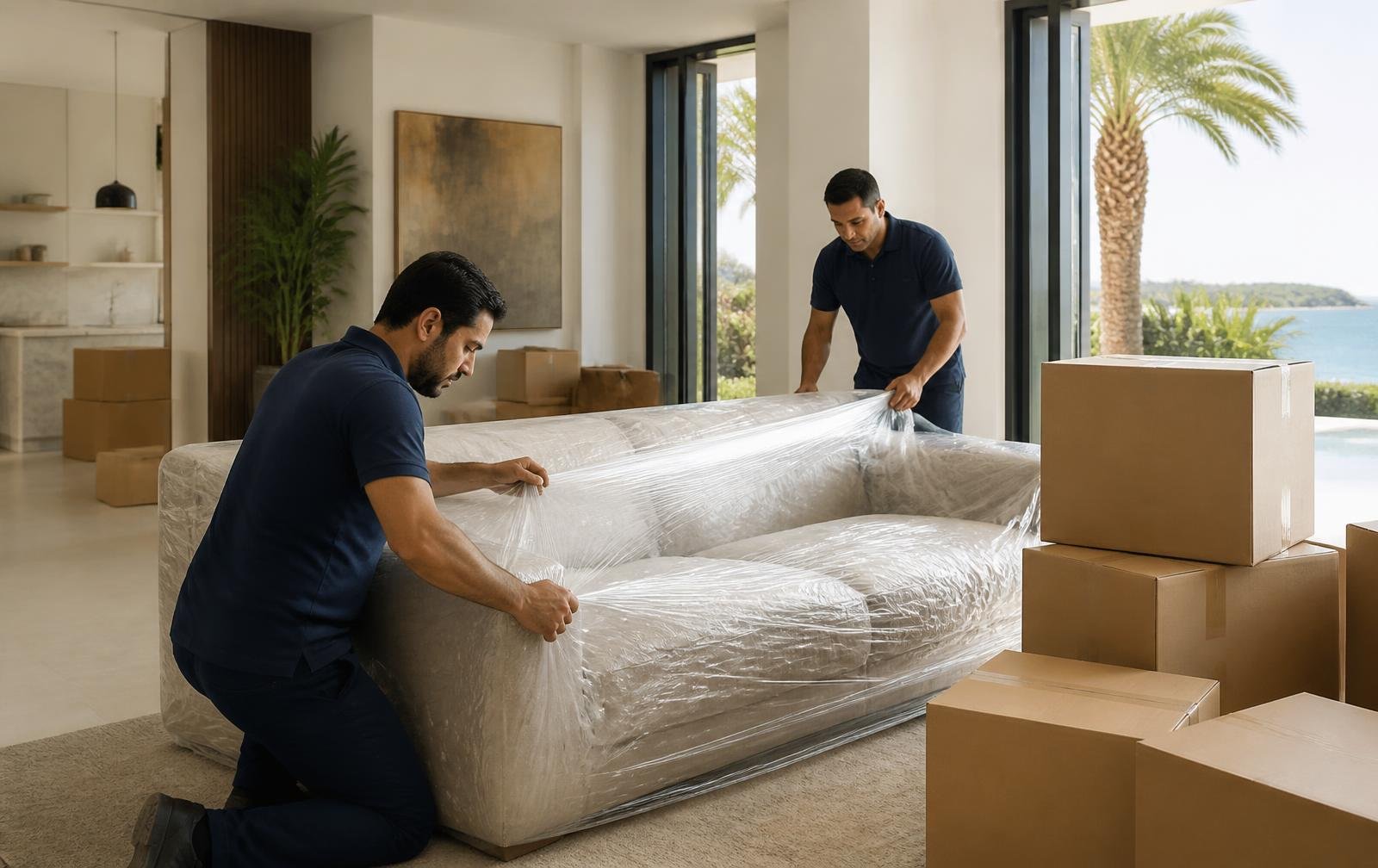 Villa moving crew loading a truck in the UAE